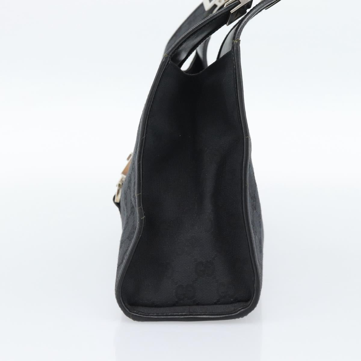 GUCCI GG Canvas Jackie Hand Bag Black Silver 002 1067 Auth 190433A