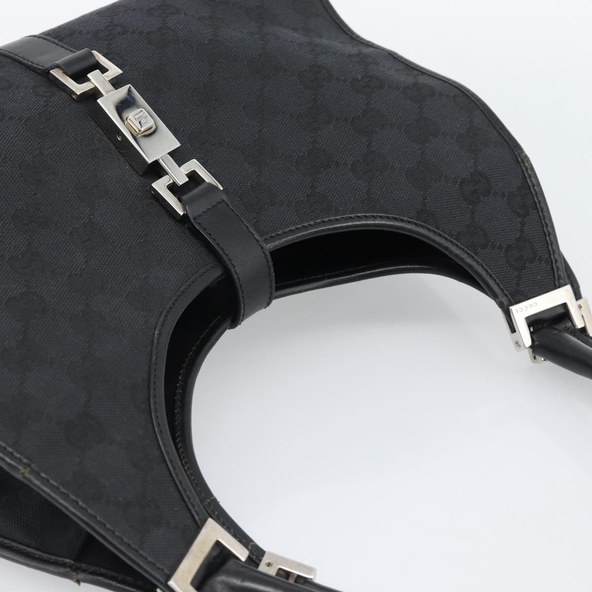 GUCCI GG Canvas Jackie Hand Bag Black Silver 002 1067 Auth 190433A