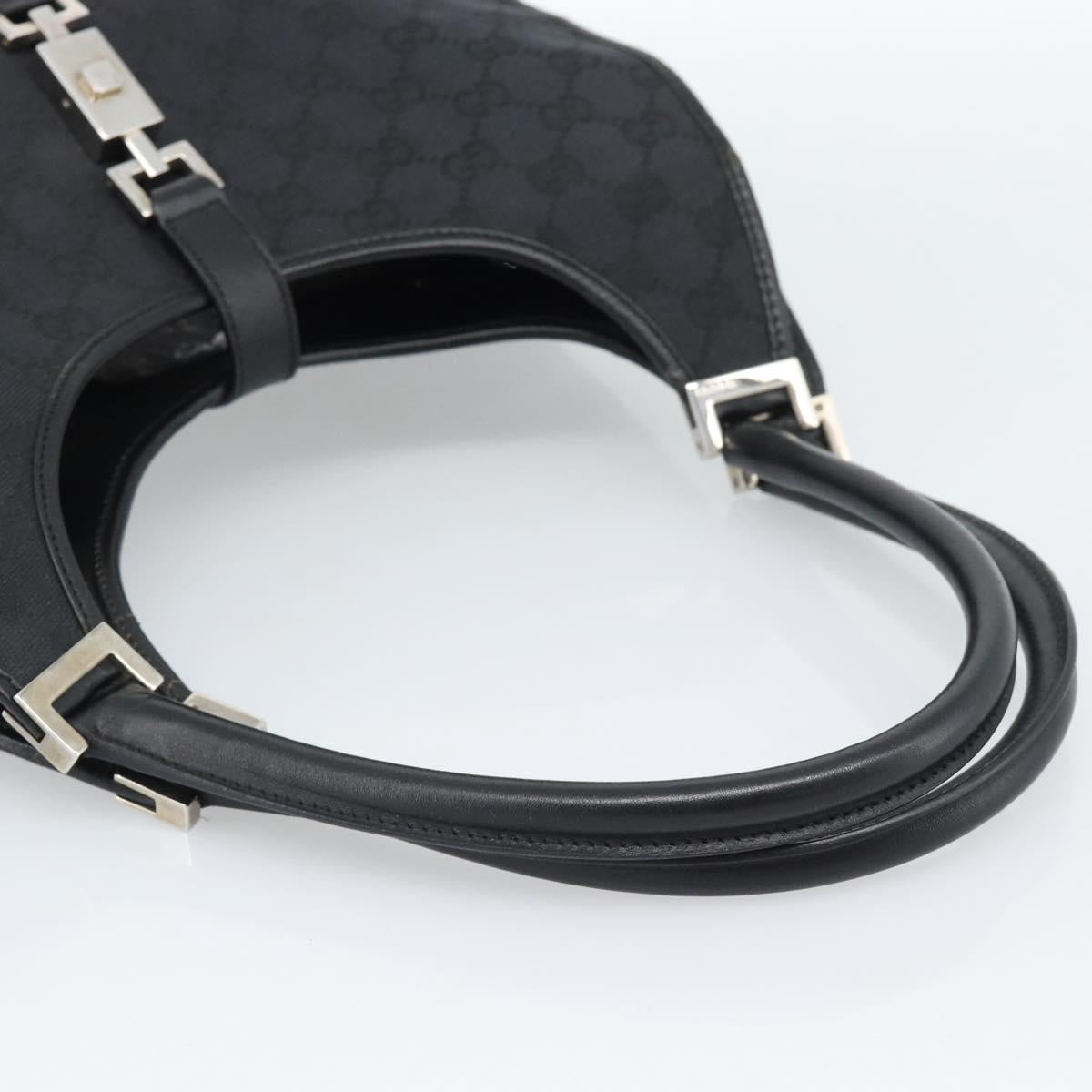 GUCCI GG Canvas Jackie Hand Bag Black Silver 002 1067 Auth 190433A