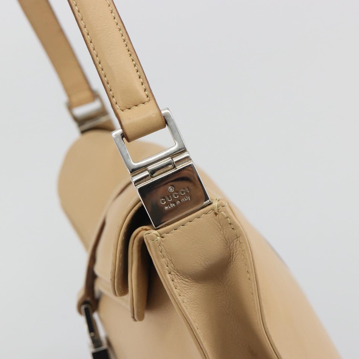 GUCCI Jackie Shoulder Bag Leather Beige Silver 001 3734 Auth 190435V