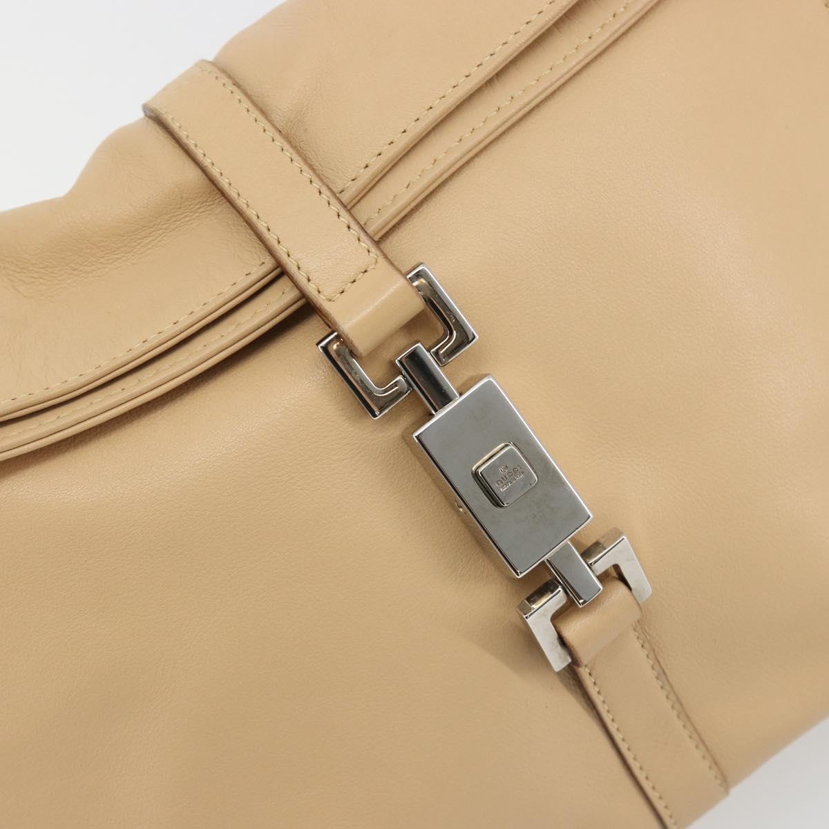 GUCCI Jackie Shoulder Bag Leather Beige Silver 001 3734 Auth 190435V