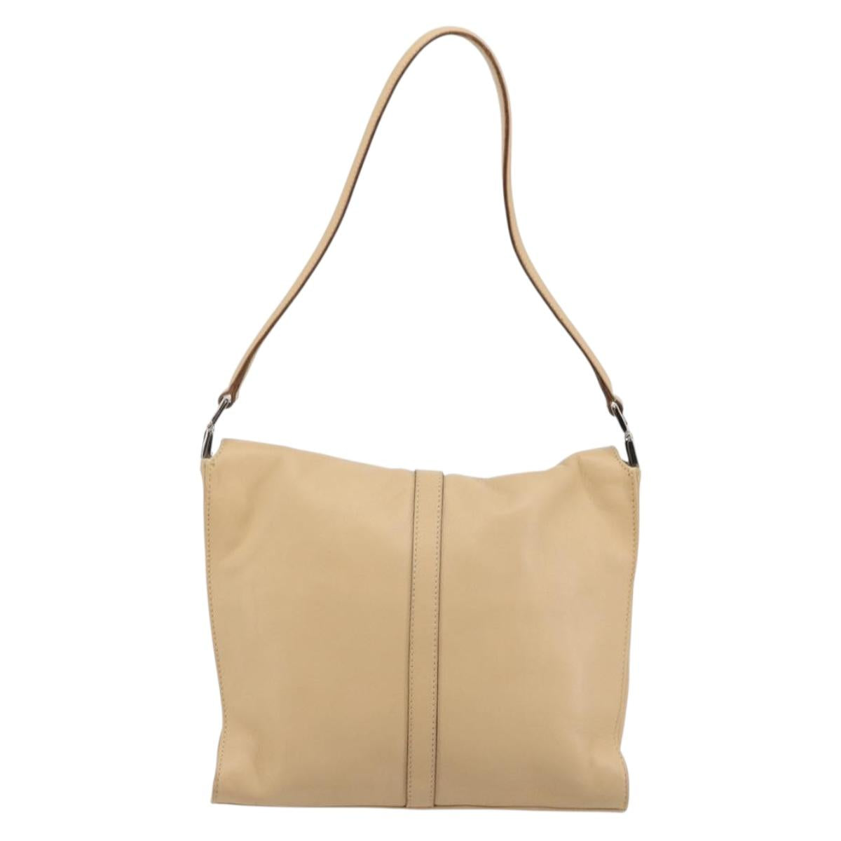 GUCCI Jackie Shoulder Bag Leather Beige Silver 001 3734 Auth 190435V