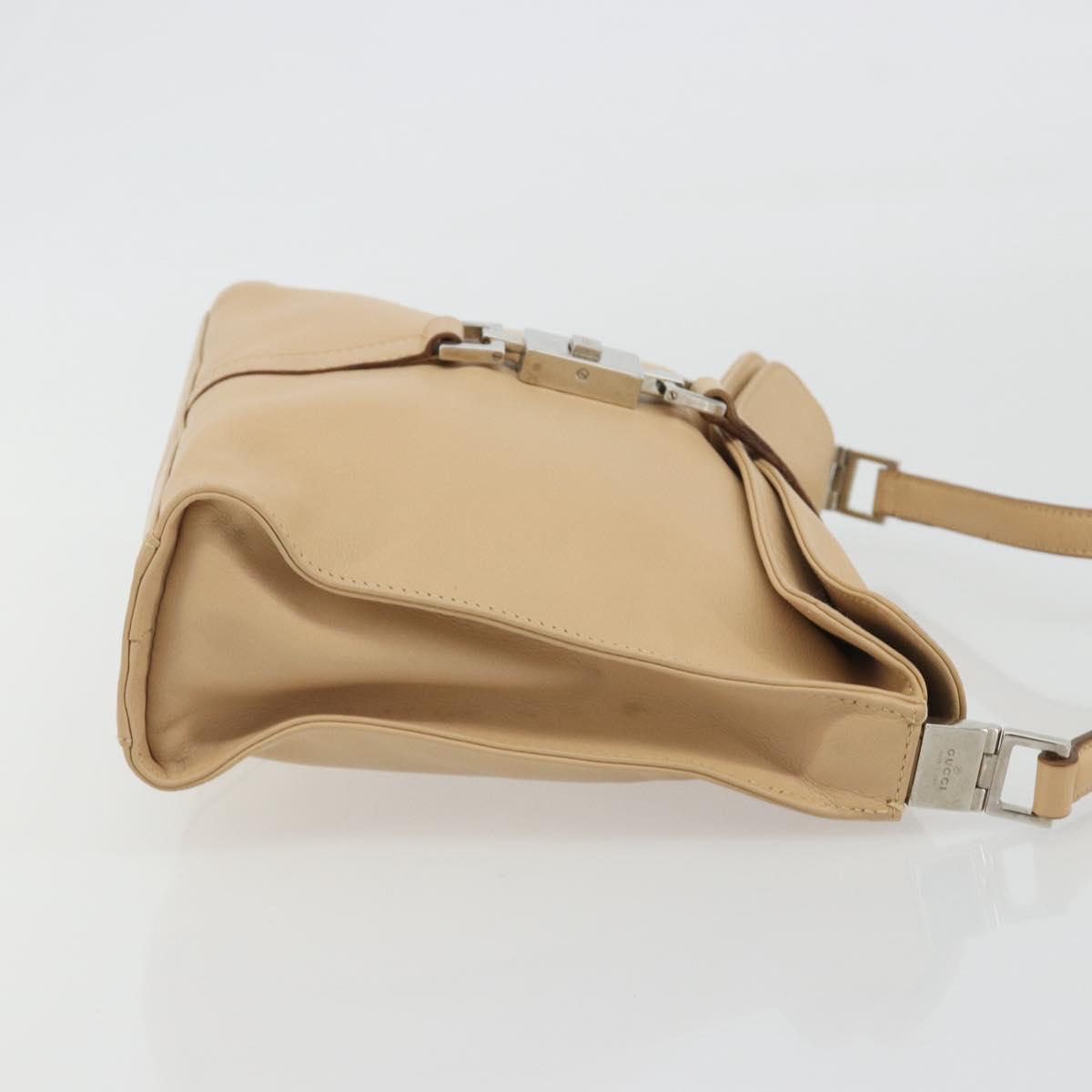 GUCCI Jackie Shoulder Bag Leather Beige Silver 001 3734 Auth 190435V