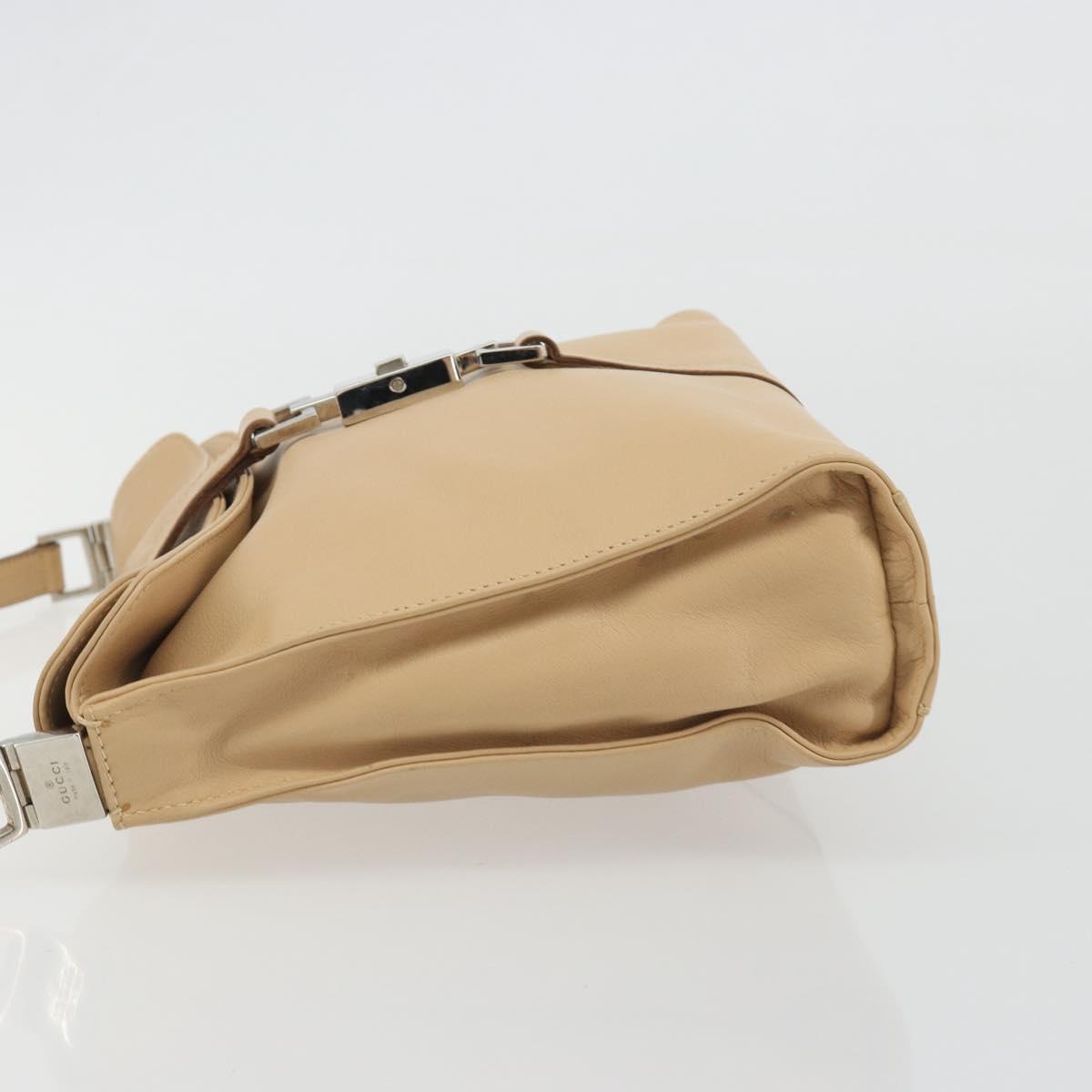 GUCCI Jackie Shoulder Bag Leather Beige Silver 001 3734 Auth 190435V