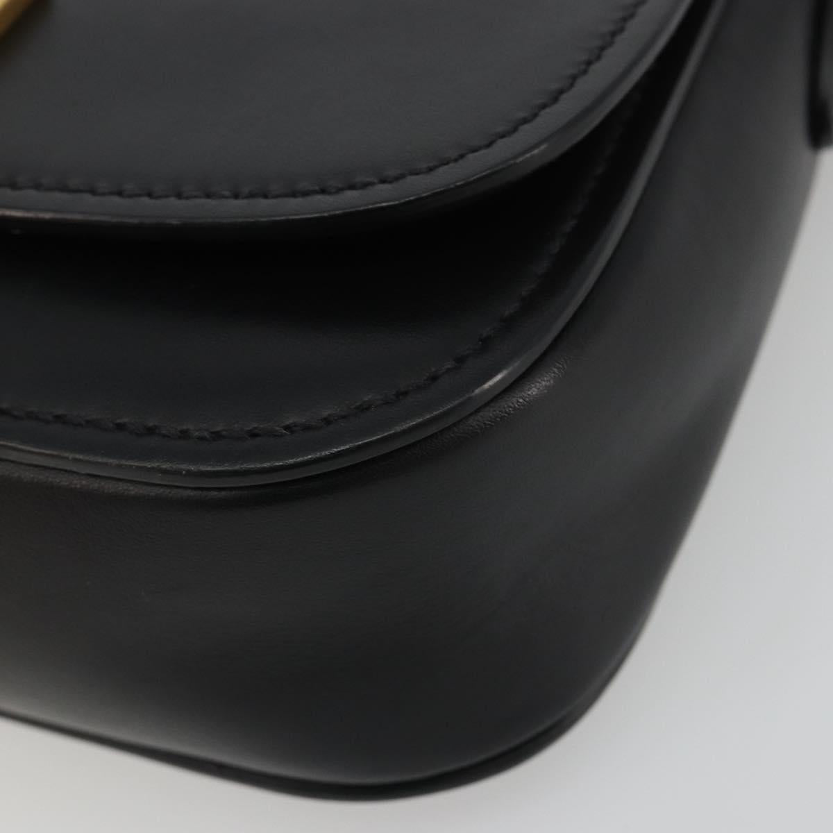 Miu Miu Shoulder Bag Leather Black Gold Auth 190450M