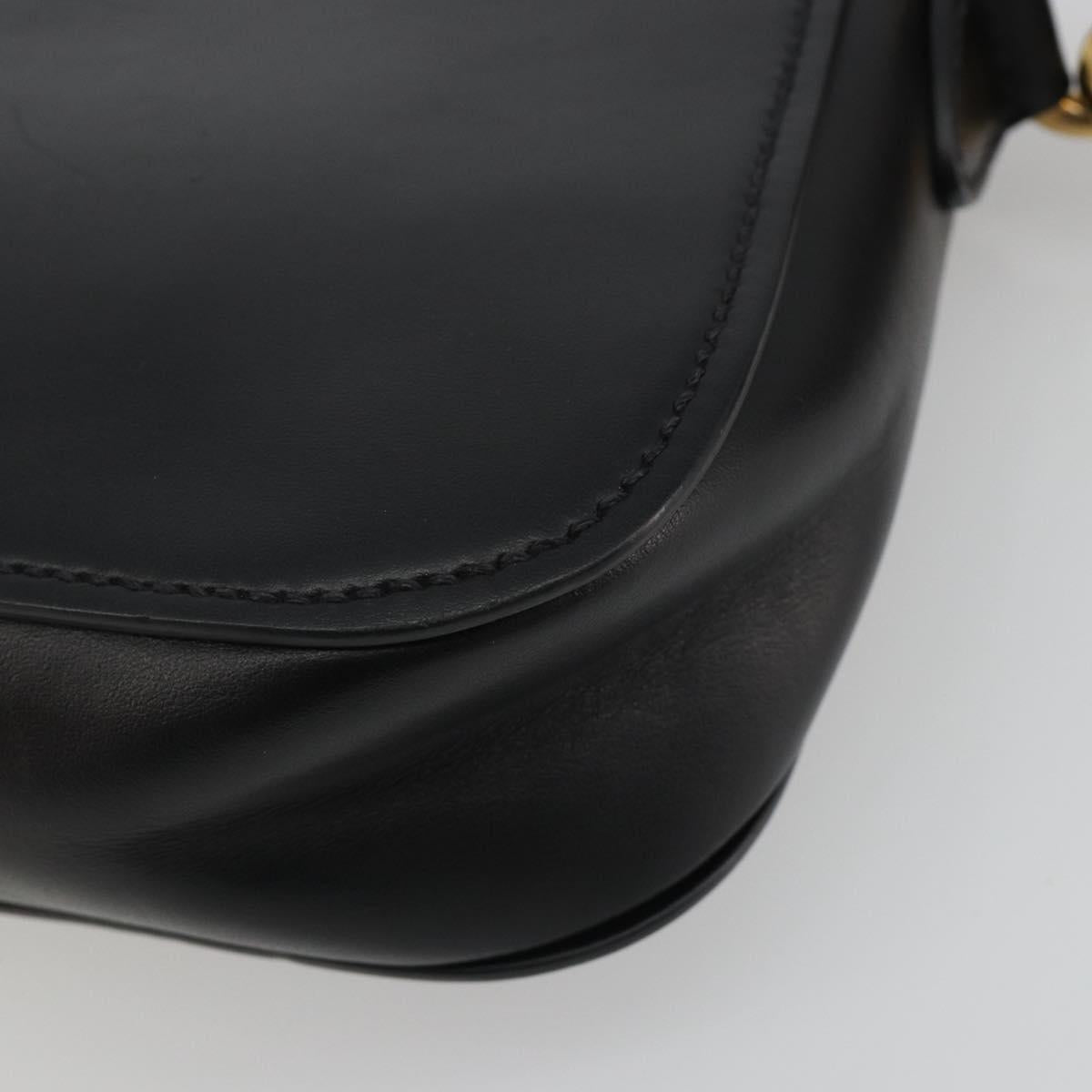 Miu Miu Shoulder Bag Leather Black Gold Auth 190450M