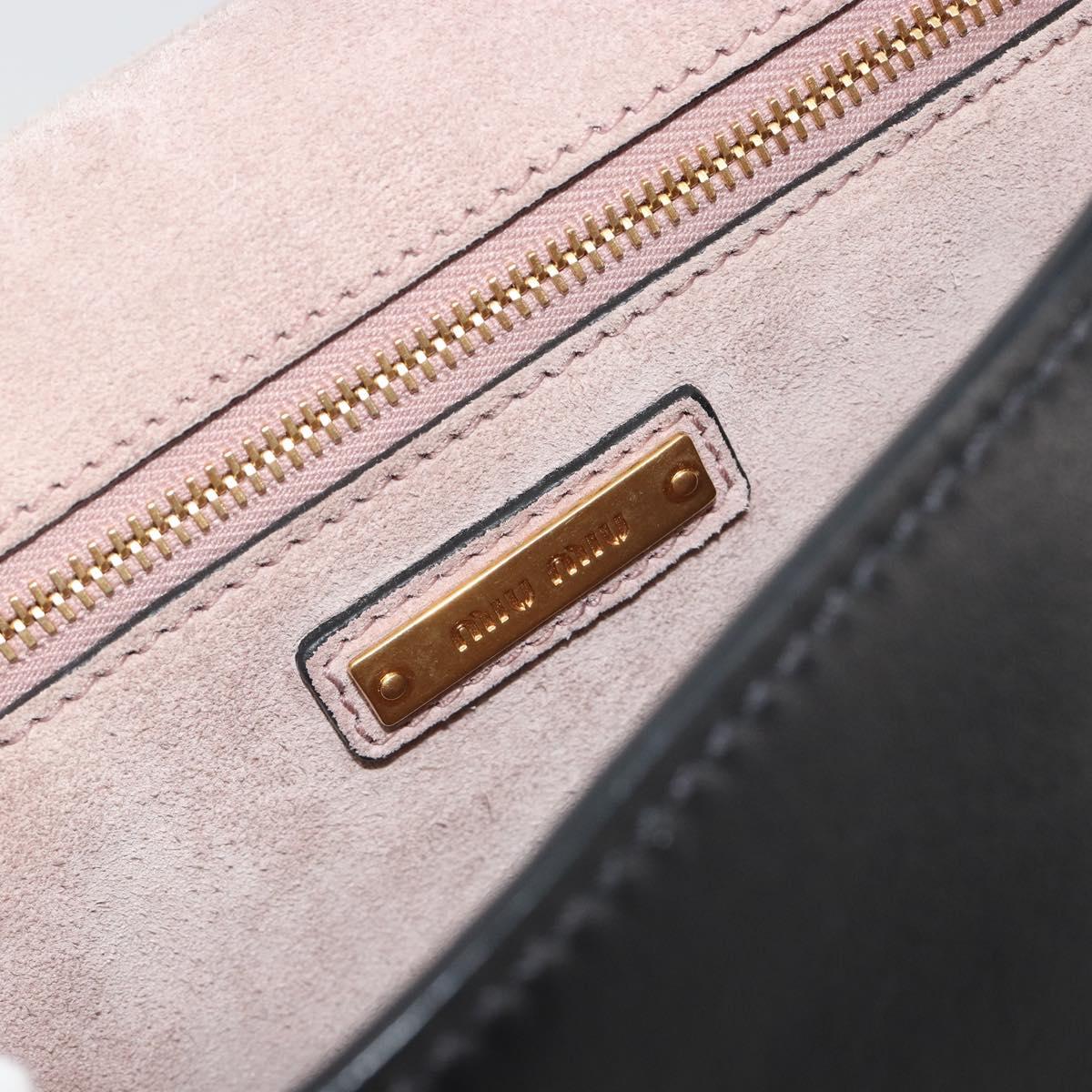 Miu Miu Shoulder Bag Leather Black Gold Auth 190450M