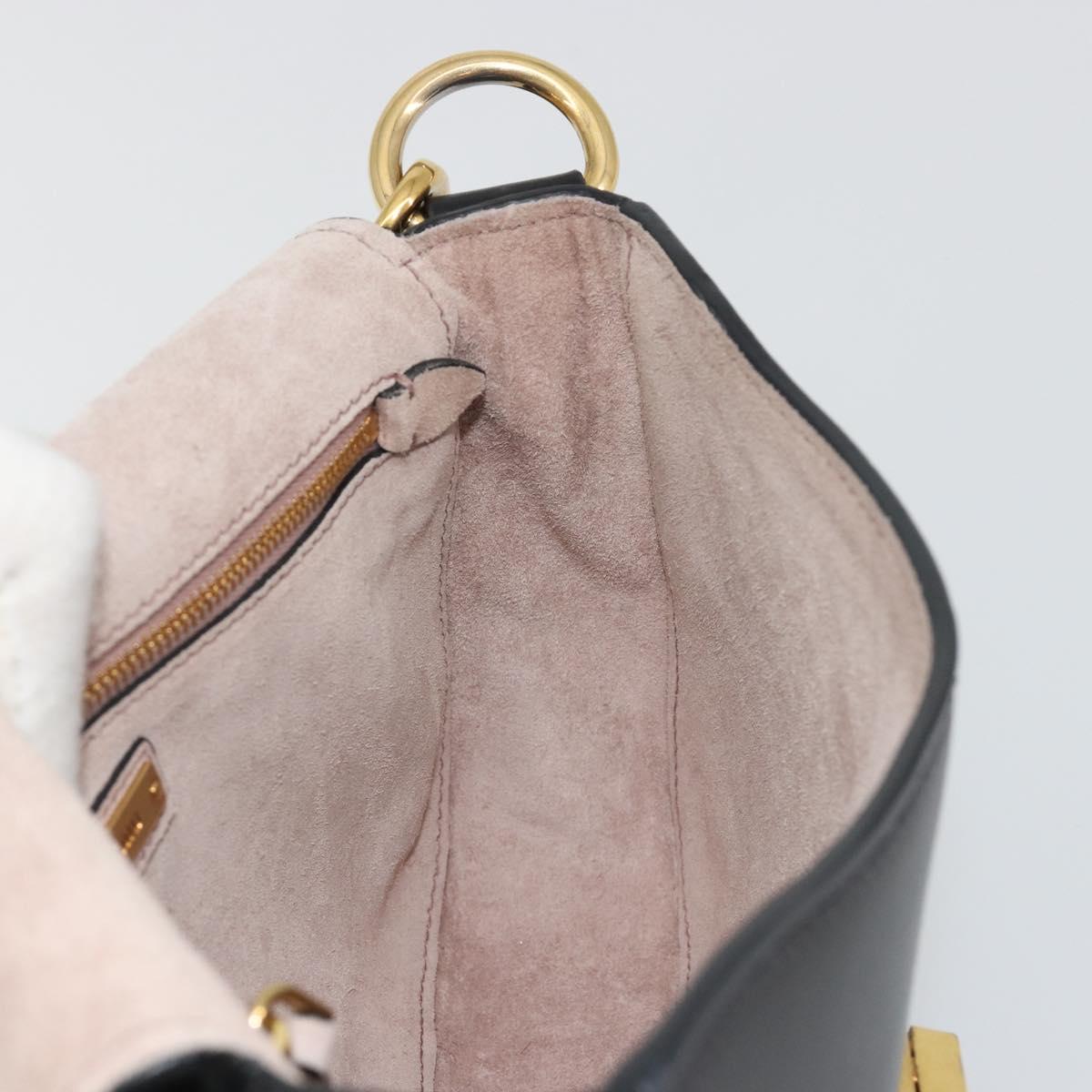 Miu Miu Shoulder Bag Leather Black Gold Auth 190450M