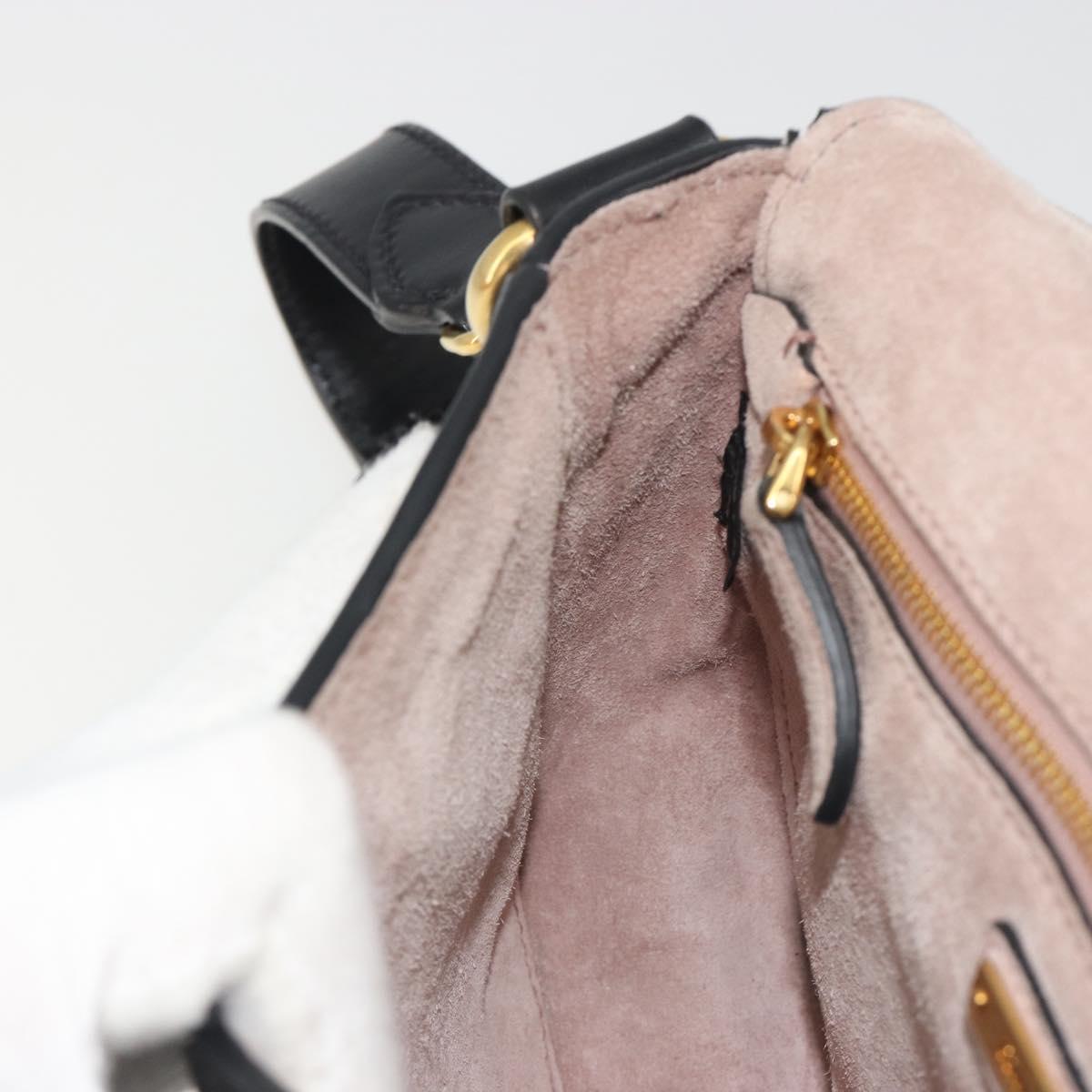 Miu Miu Shoulder Bag Leather Black Gold Auth 190450M
