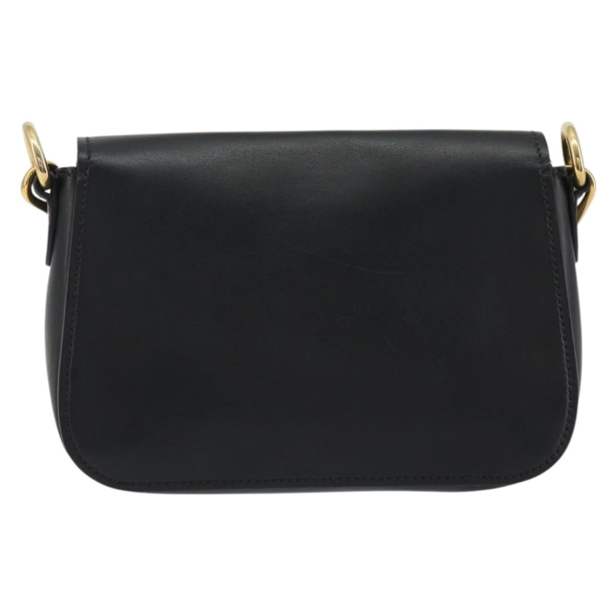 Miu Miu Shoulder Bag Leather Black Gold Auth 190450M