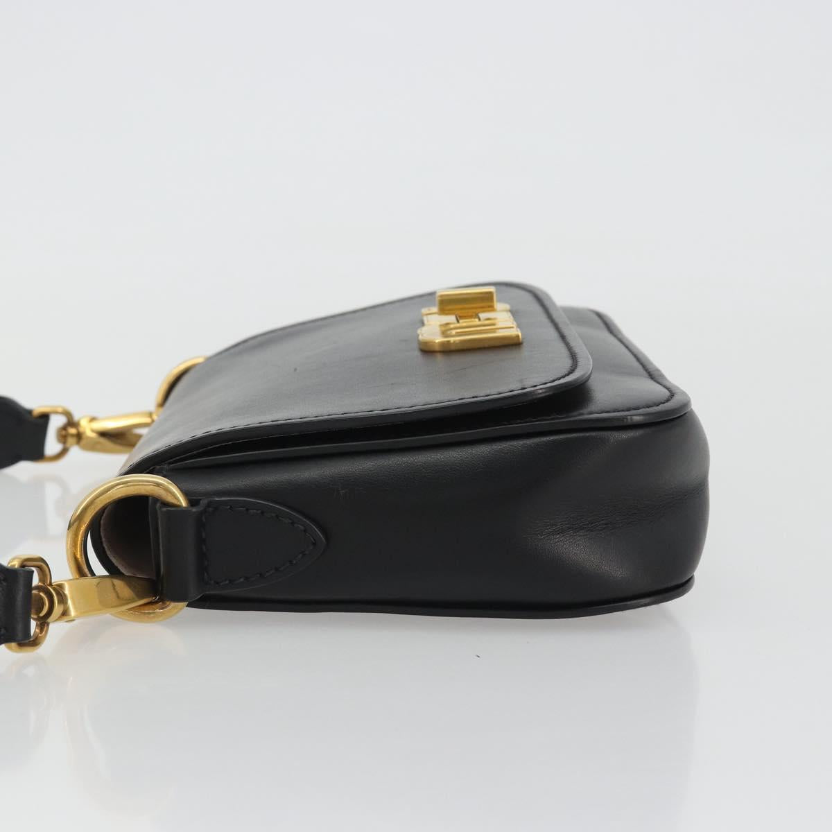 Miu Miu Shoulder Bag Leather Black Gold Auth 190450M