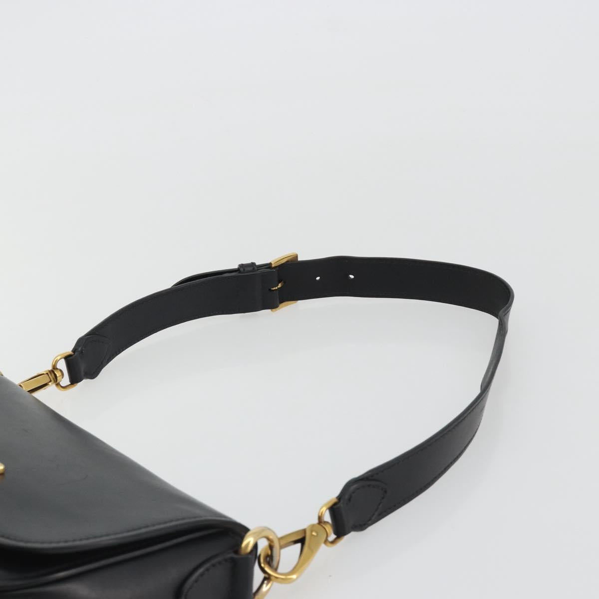 Miu Miu Shoulder Bag Leather Black Gold Auth 190450M