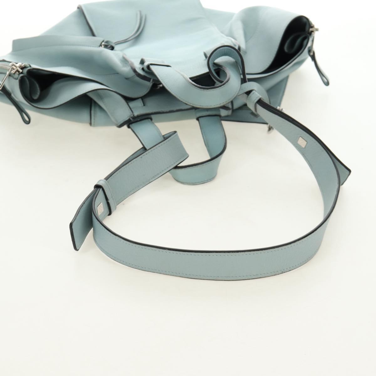LOEWE Hammock Hand Bag Leather 2way Light Blue Silver Auth 190453A