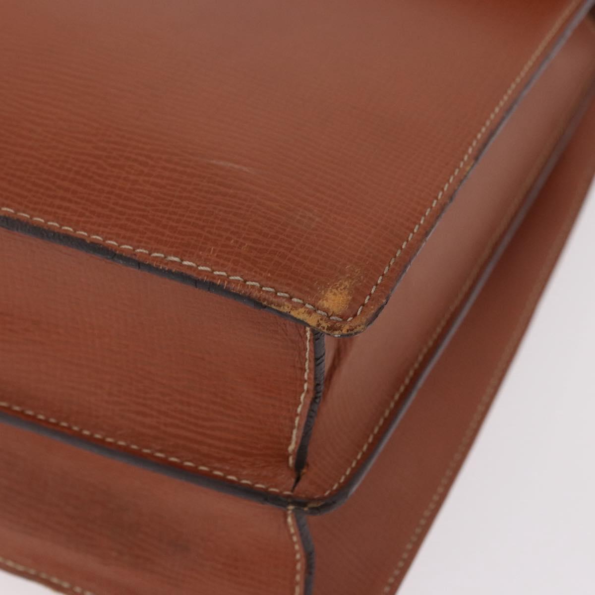 LOEWE Briefcase Leather Brown Gold Auth 190454