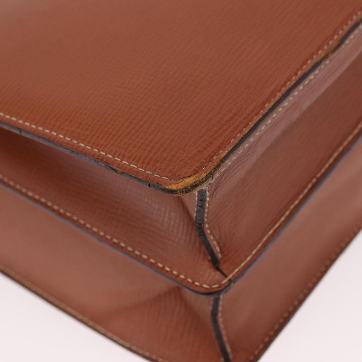 LOEWE Briefcase Leather Brown Gold Auth 190454