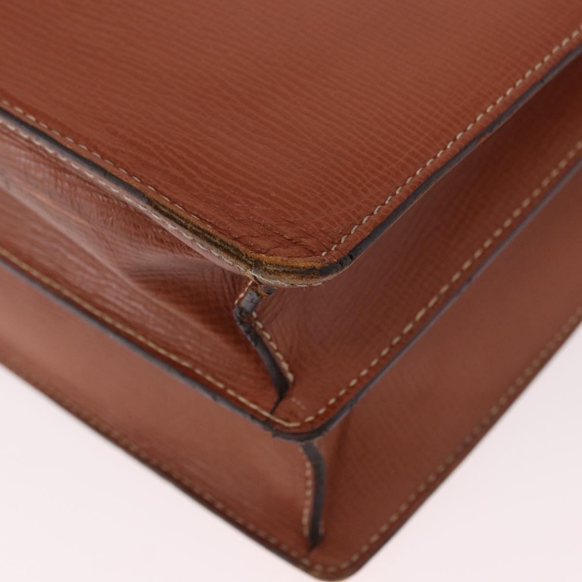 LOEWE Briefcase Leather Brown Gold Auth 190454