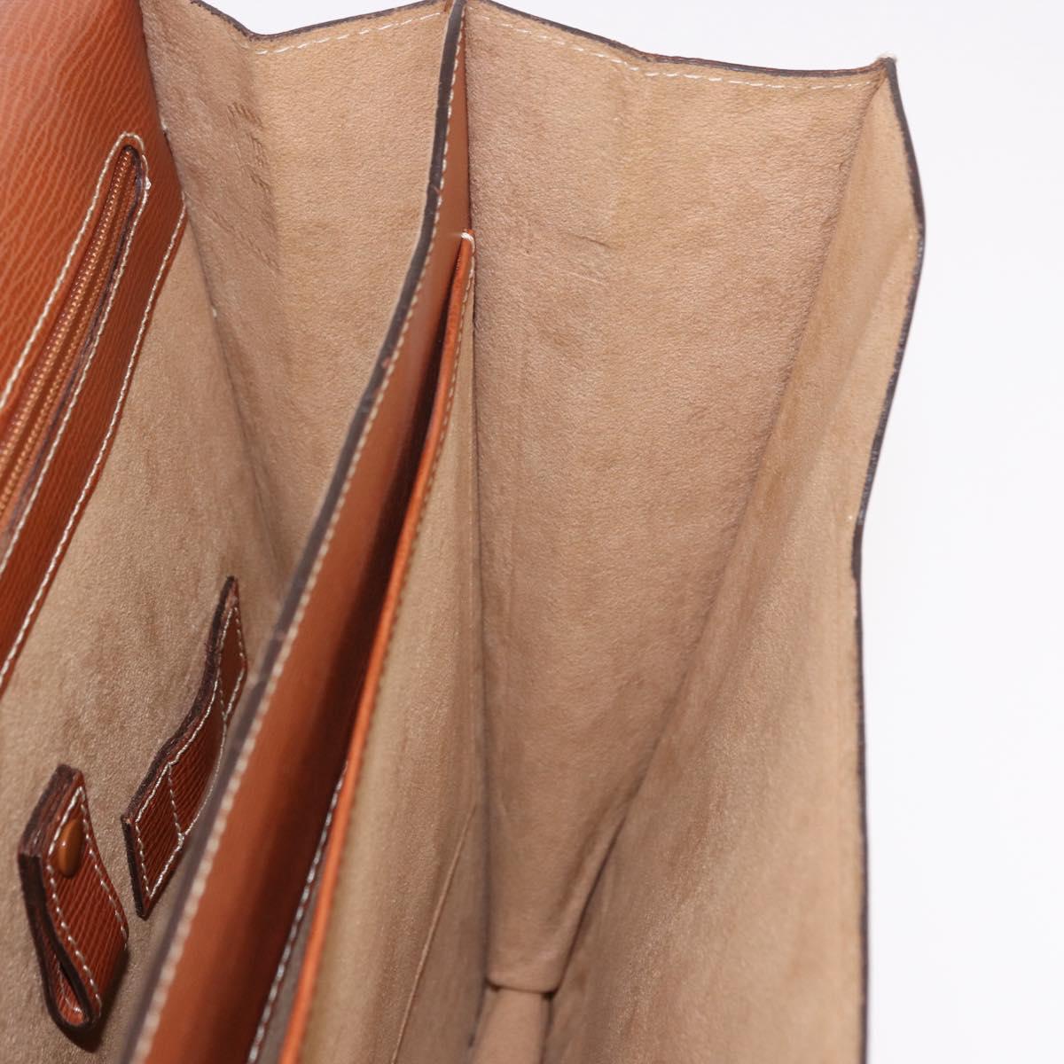 LOEWE Briefcase Leather Brown Gold Auth 190454