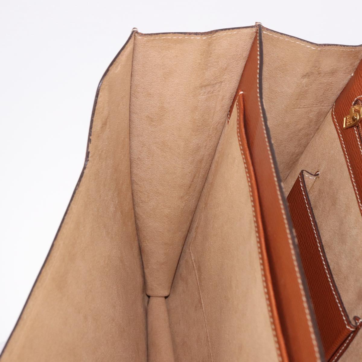 LOEWE Briefcase Leather Brown Gold Auth 190454