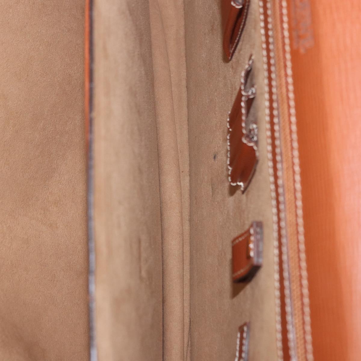 LOEWE Briefcase Leather Brown Gold Auth 190454