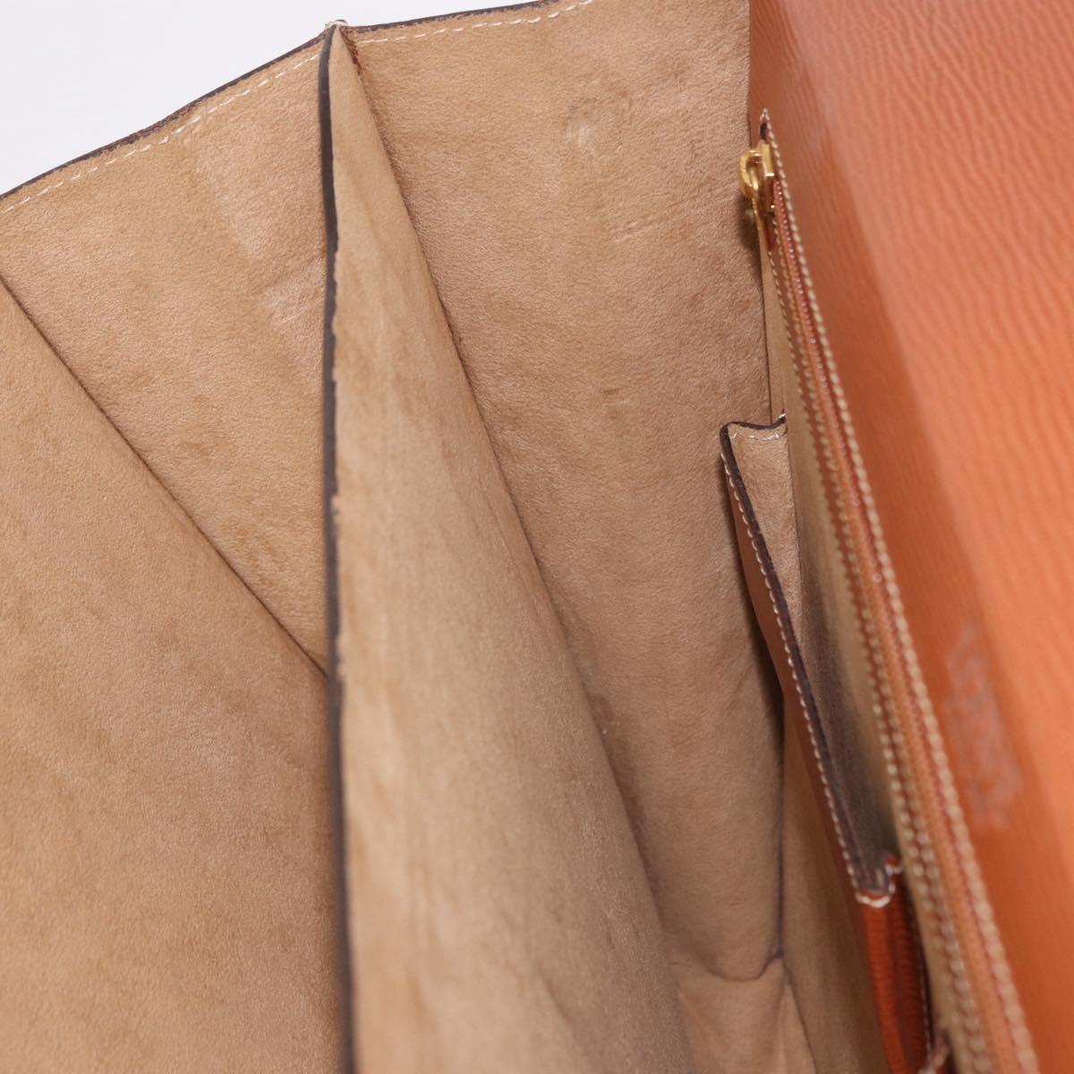 LOEWE Briefcase Leather Brown Gold Auth 190454