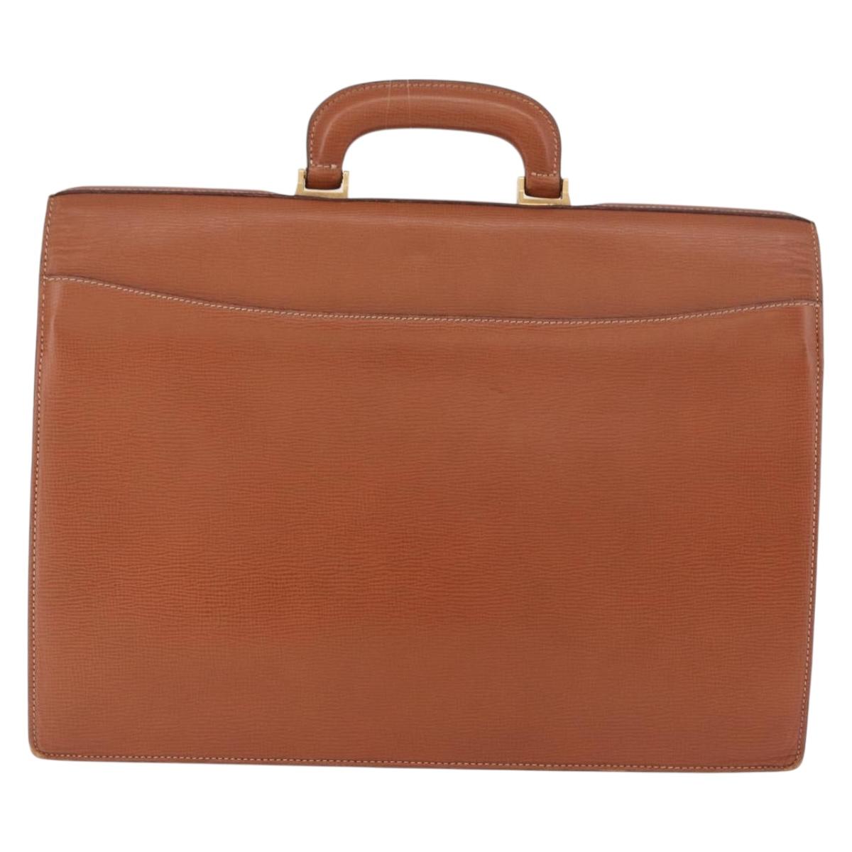 LOEWE Briefcase Leather Brown Gold Auth 190454