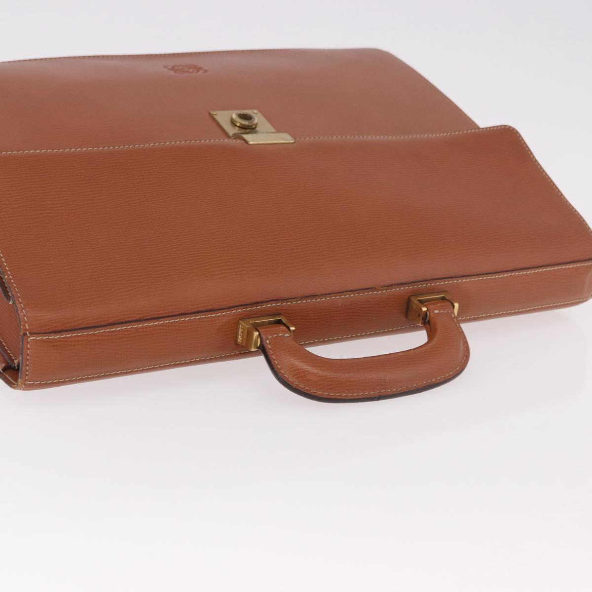 LOEWE Briefcase Leather Brown Gold Auth 190454