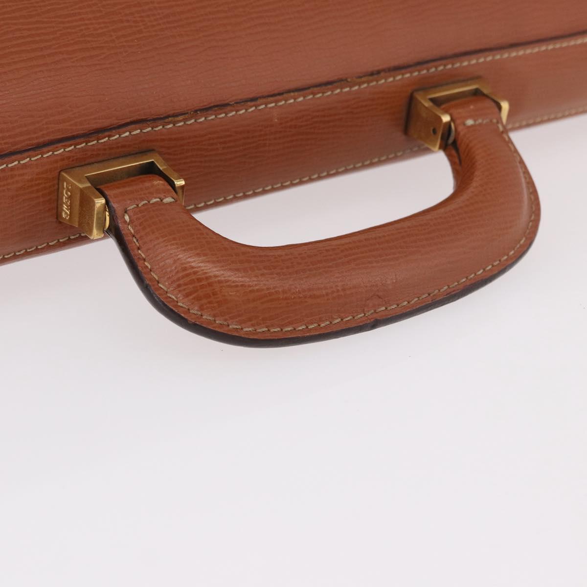 LOEWE Briefcase Leather Brown Gold Auth 190454