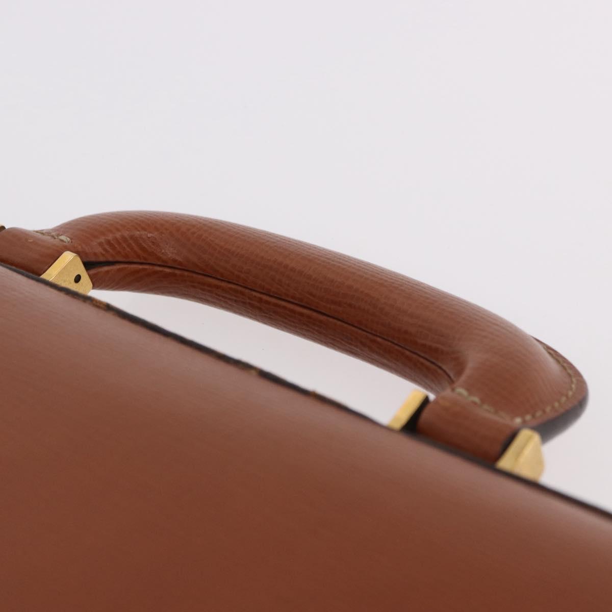 LOEWE Briefcase Leather Brown Gold Auth 190454