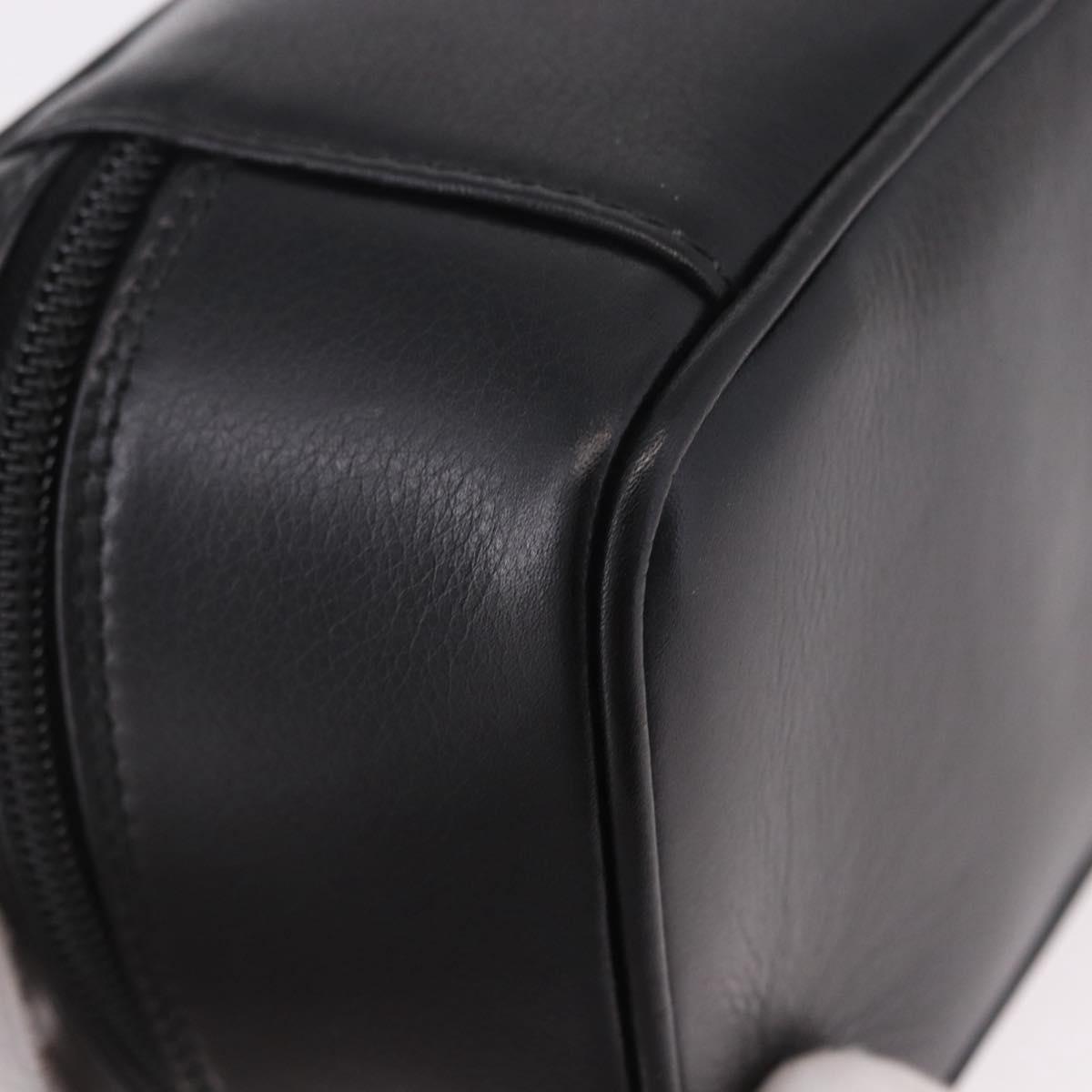 GUCCI Horsebit Vanity Hand Bag Leather Black Gold Auth 190461A