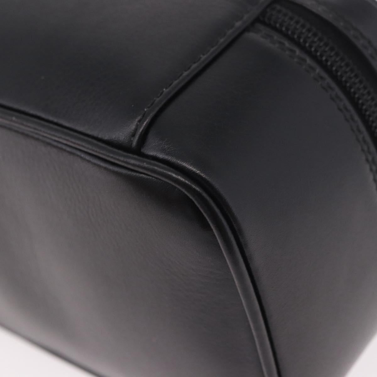 GUCCI Horsebit Vanity Hand Bag Leather Black Gold Auth 190461A