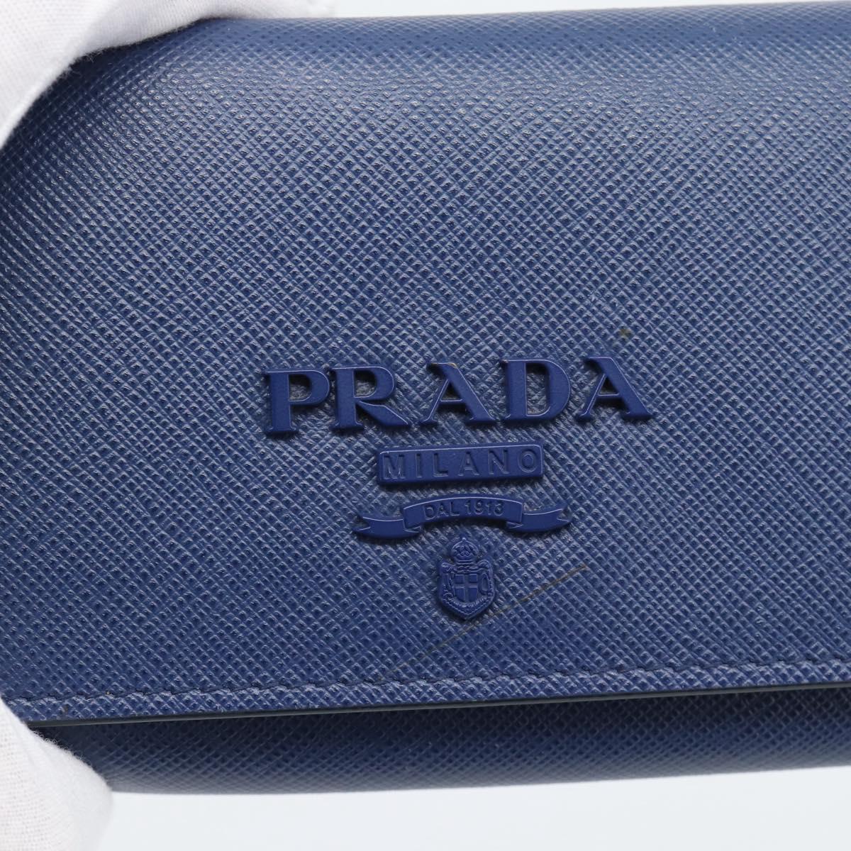 PRADA Long Wallet Safiano Leather Blue Gold Auth 190465A