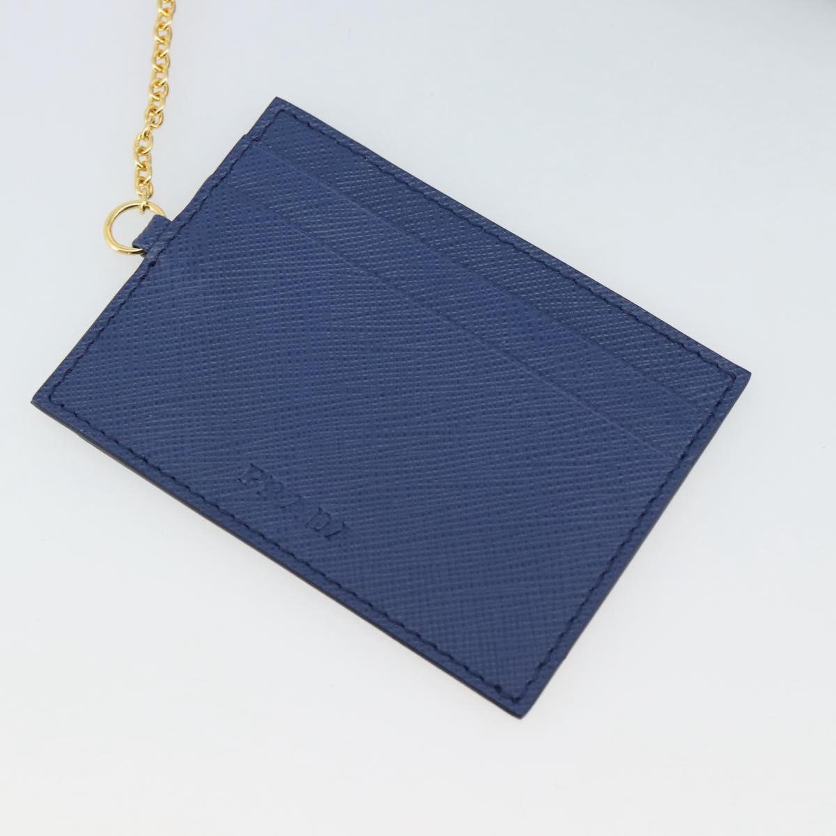 PRADA Long Wallet Safiano Leather Blue Gold Auth 190465A