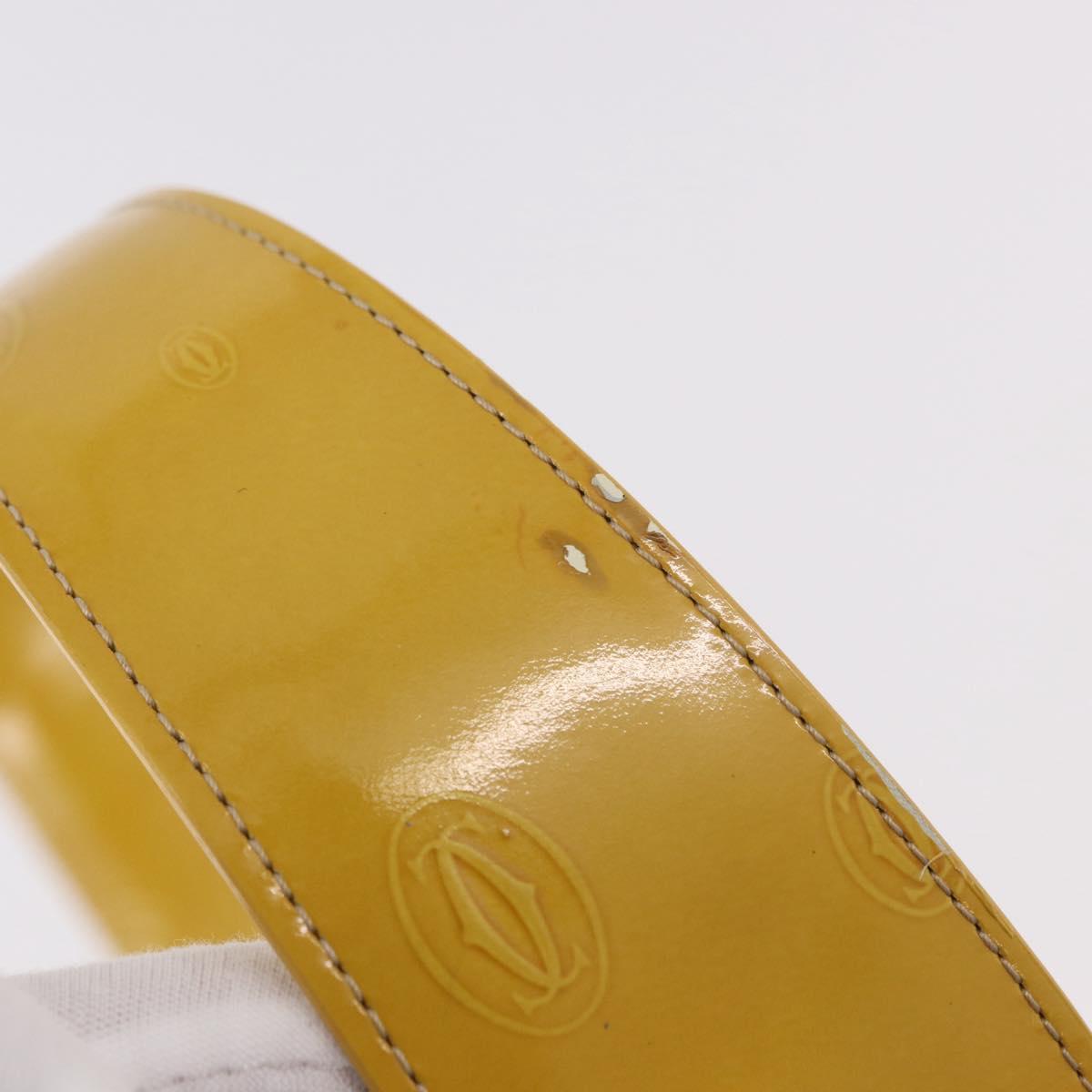 CARTIER Shoulder Bag Patent Leather Yellow Silver Auth 190468V