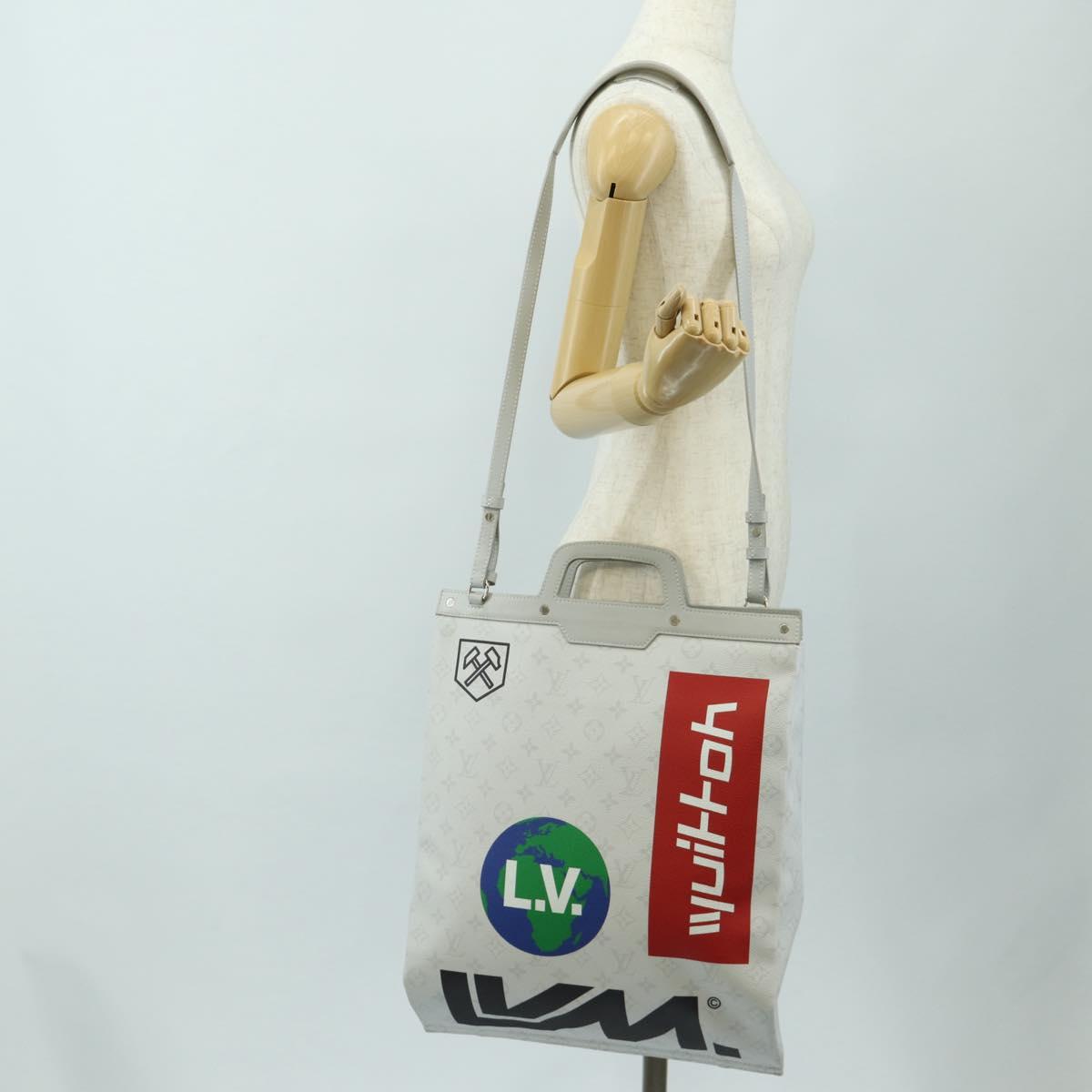 LOUIS VUITTON Monogram White Flat Vertical 2way Multicolor M44627 Auth 190470M