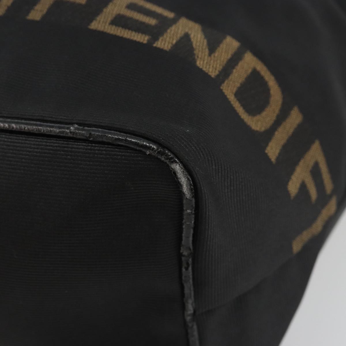FENDI Hand Bag Canvas Black Gold Auth 190474