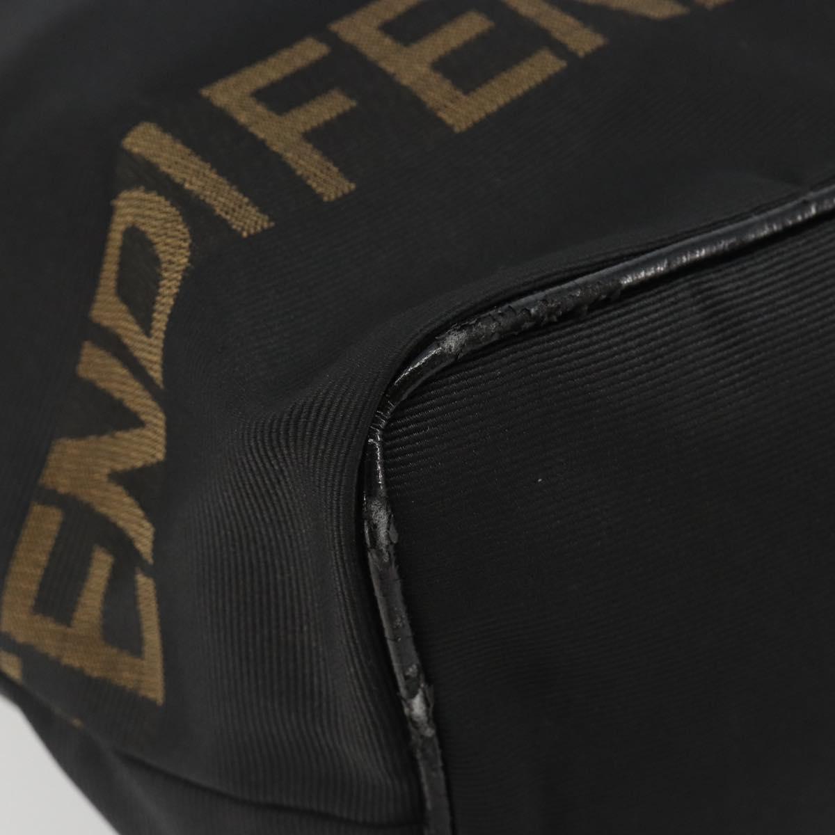 FENDI Hand Bag Canvas Black Gold Auth 190474