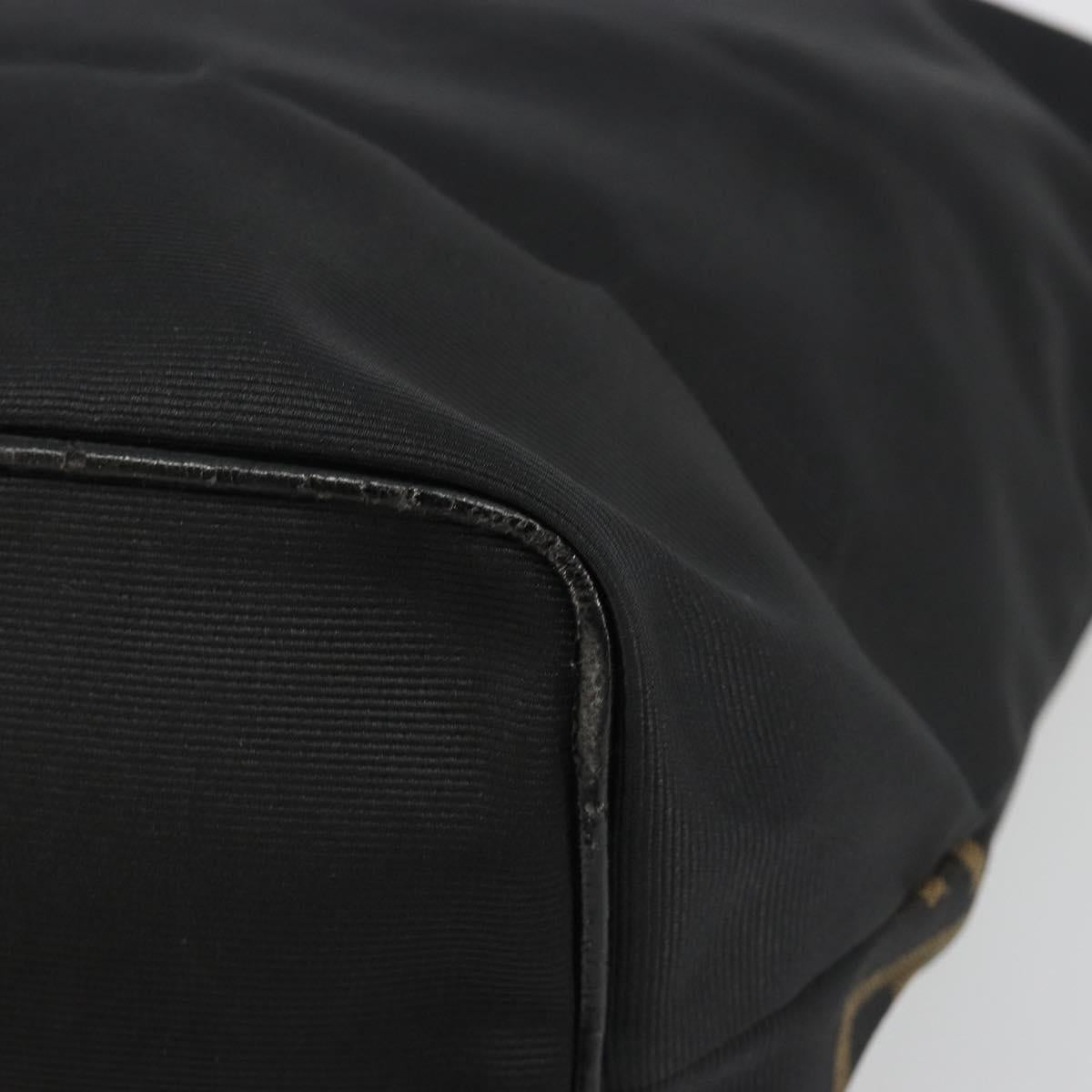 FENDI Hand Bag Canvas Black Gold Auth 190474
