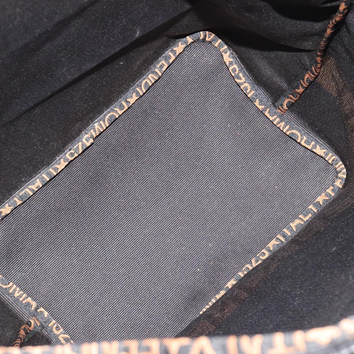 FENDI Hand Bag Canvas Black Gold Auth 190474