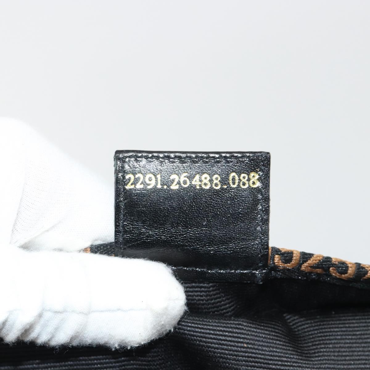 FENDI Hand Bag Canvas Black Gold Auth 190474