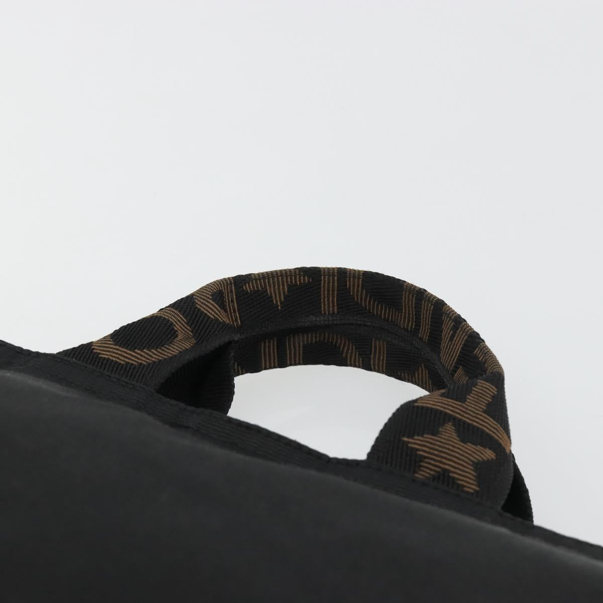 FENDI Hand Bag Canvas Black Gold Auth 190474