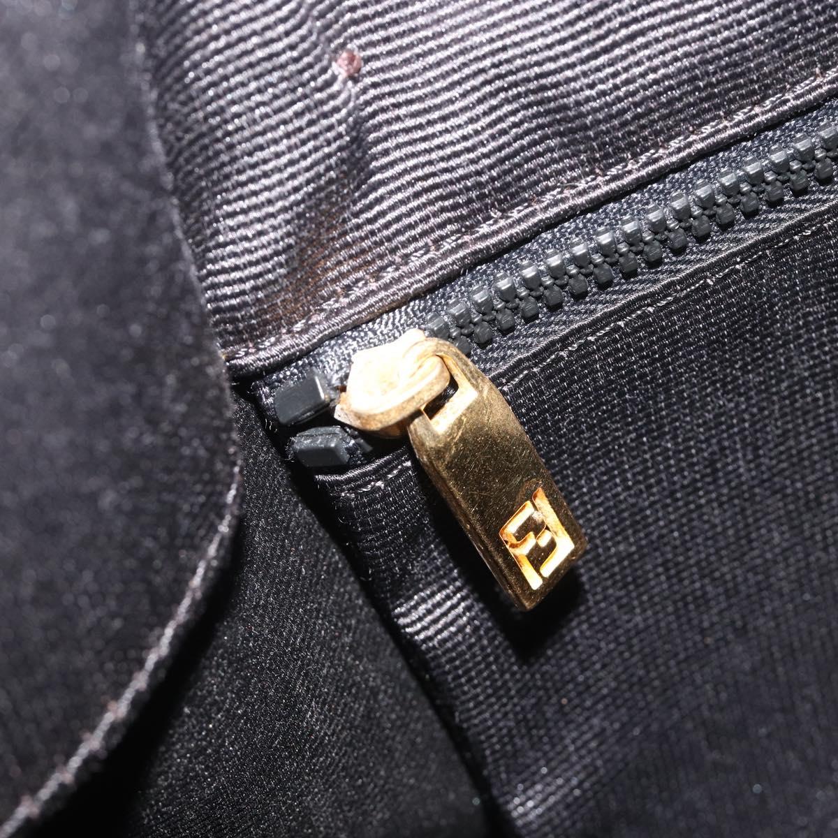 FENDI Tote Bag Canvas Black Gold Auth 190475