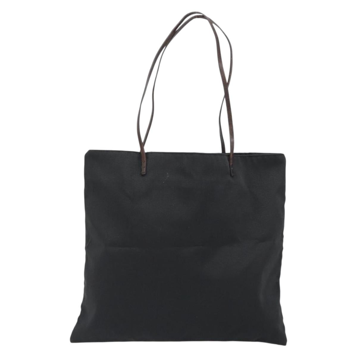 FENDI Tote Bag Canvas Black Gold Auth 190475