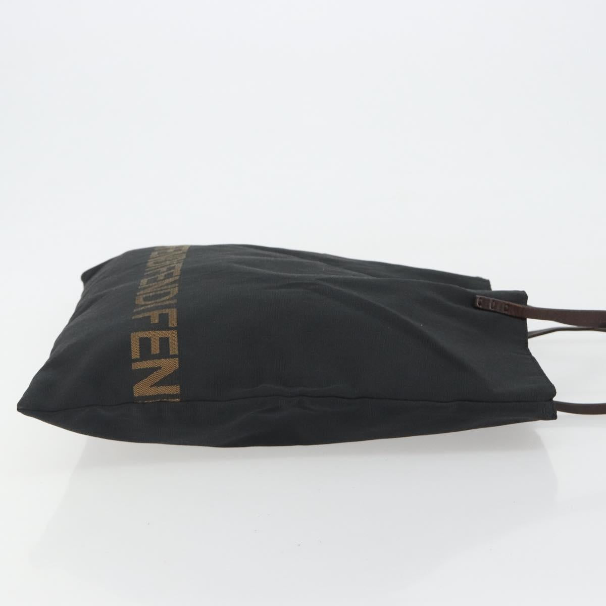 FENDI Tote Bag Canvas Black Gold Auth 190475