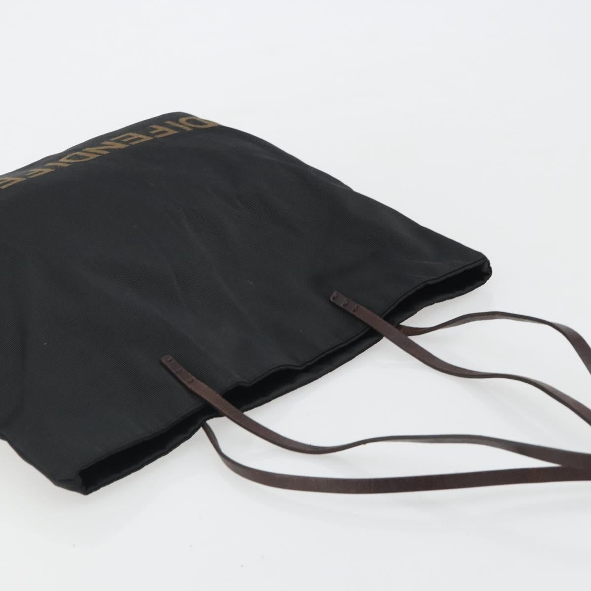 FENDI Tote Bag Canvas Black Gold Auth 190475