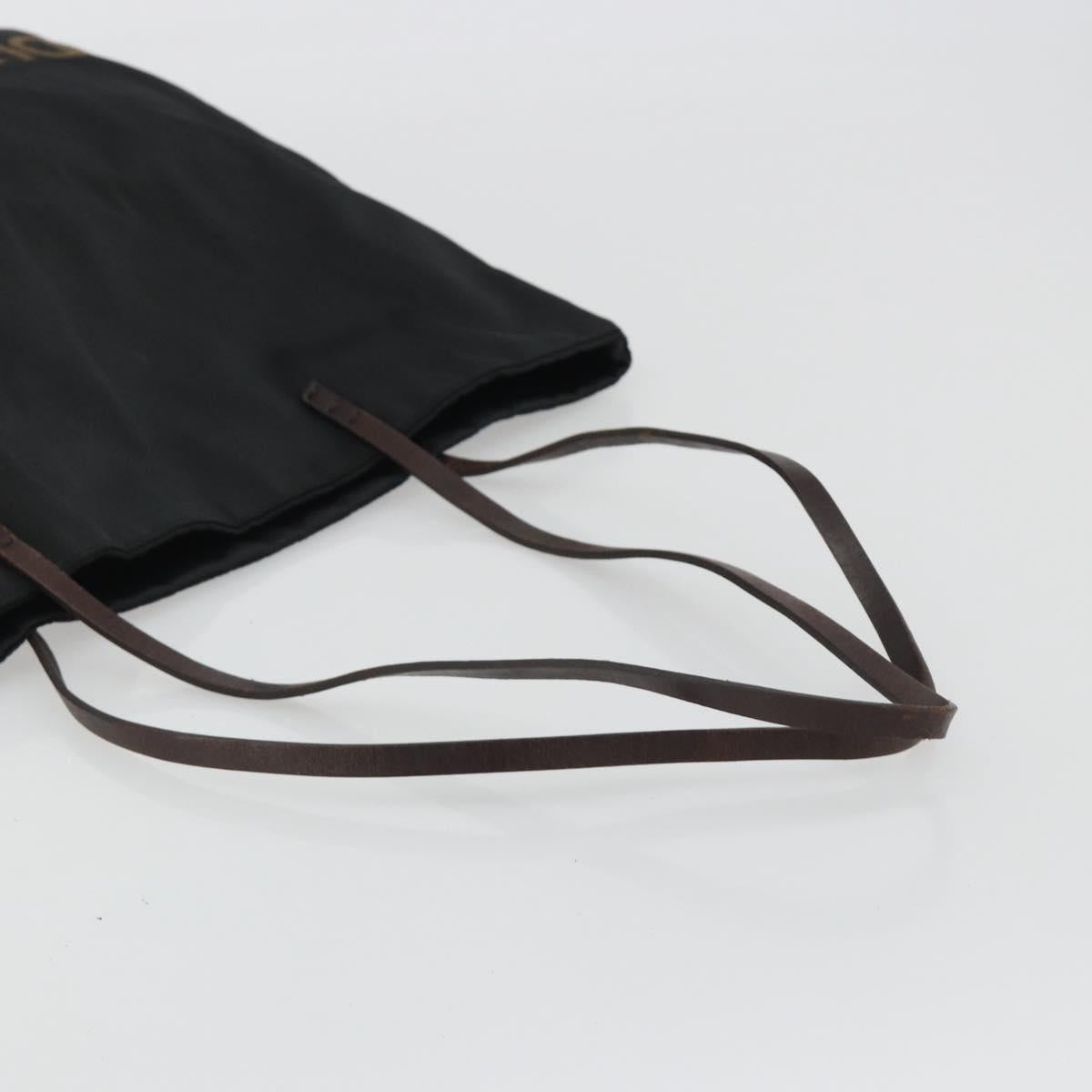 FENDI Tote Bag Canvas Black Gold Auth 190475