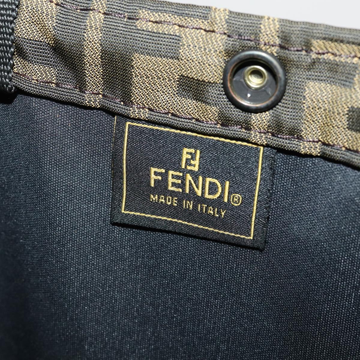 FENDI Zucca Canvas Carry Bag Black Brown Auth 190485
