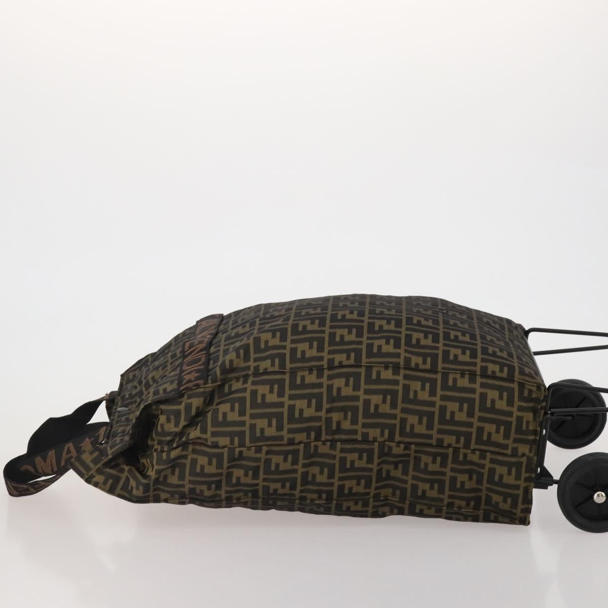 FENDI Zucca Canvas Carry Bag Black Brown Auth 190485