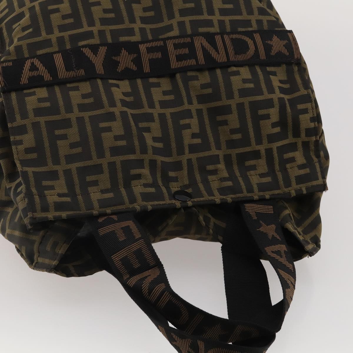 FENDI Zucca Canvas Carry Bag Black Brown Auth 190485