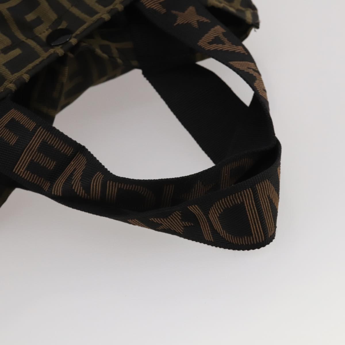 FENDI Zucca Canvas Carry Bag Black Brown Auth 190485