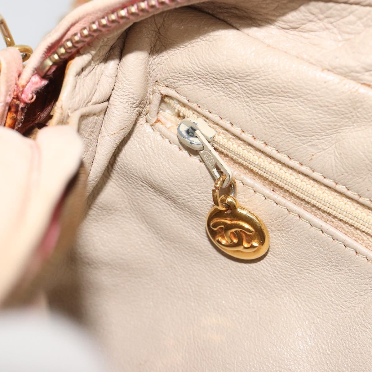 CHANEL Matelasse Chain Shoulder Bag Leather Pink Gold CC Auth 190487
